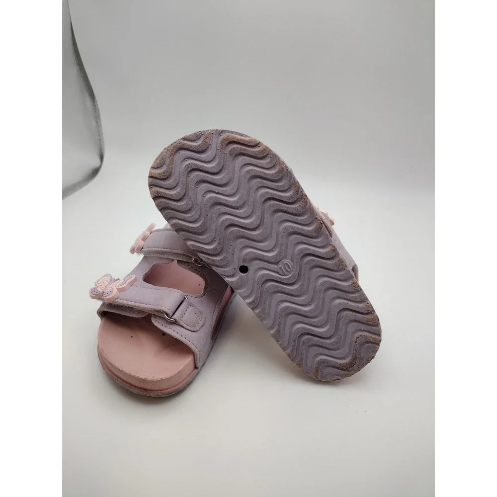 First Steps Girls Lavender Purple Butterfly Strappy Sandals Size 10 Hook & Loop
